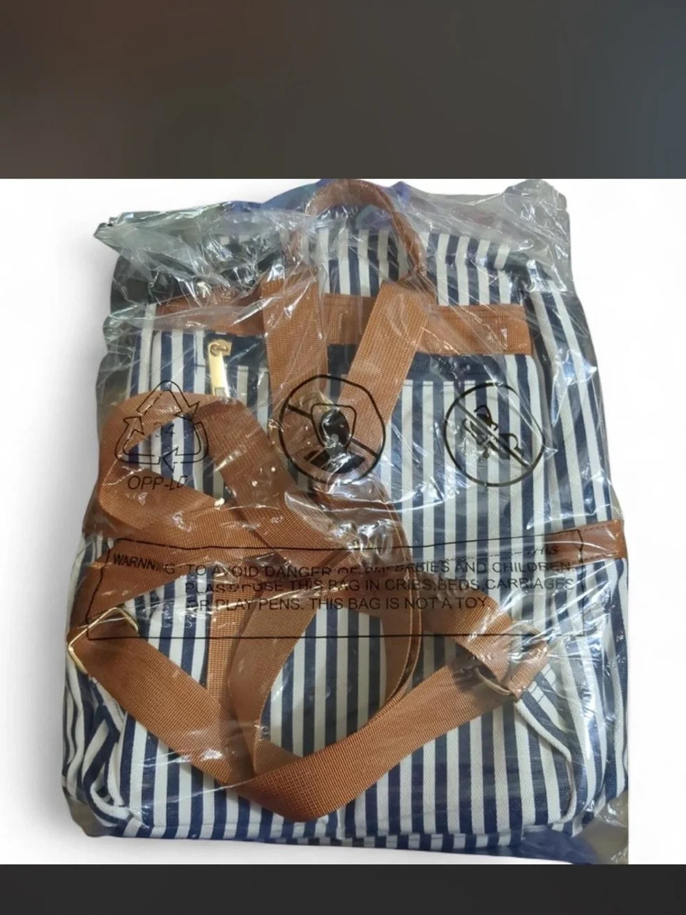 kathy ireland Navy and White Striped Women’s Backpack